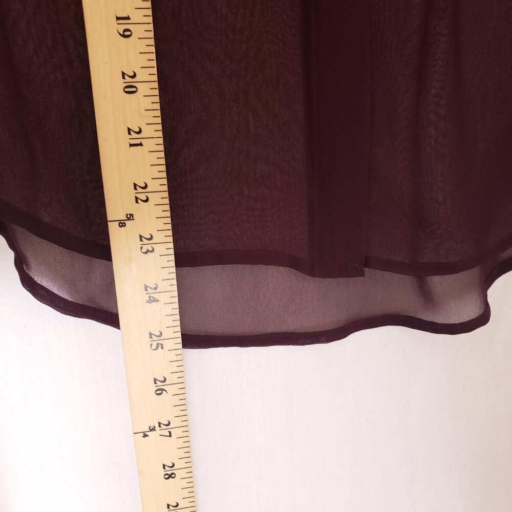 Express Women Purple Button V Neck Long Sleeve Sheer Lightweight Blouse Size S - Picture 3 of 15